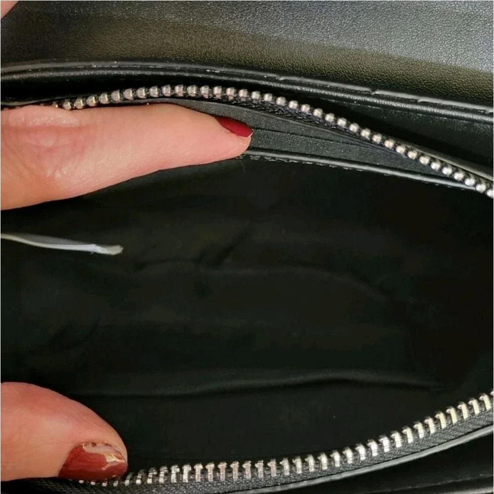 Valentino Orlandi Silver Studded Black Crossbody Bag Foldover Handbag Italy Luxe